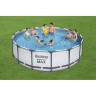 Каркасный бассейн BESTWAY STEEL PRO MAX 457х122см, 16015л + фильтр-насос 3028 л/ч, тент, лестница 56438 BW